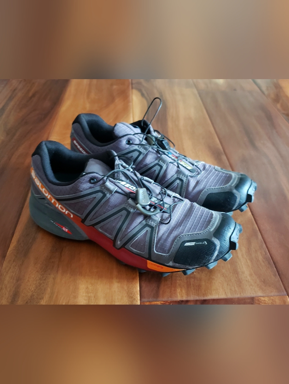 Salomon Speed Cross 4 - Trail Running Shoes in Gray, Black & Red Accents